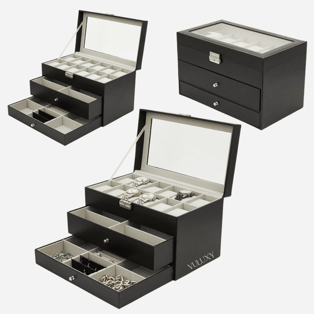 Grande Boîte de Présentation Pour Montres, Lunettes et Accessoires