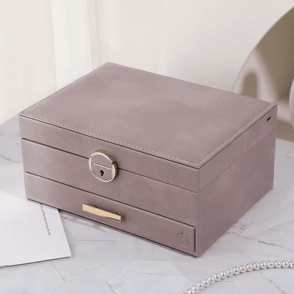 Boîte à Bijoux avec Miroir LED Rechargeable