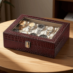 Coffret De Luxe Pour Montres Avec Motif Peau De Crocodile