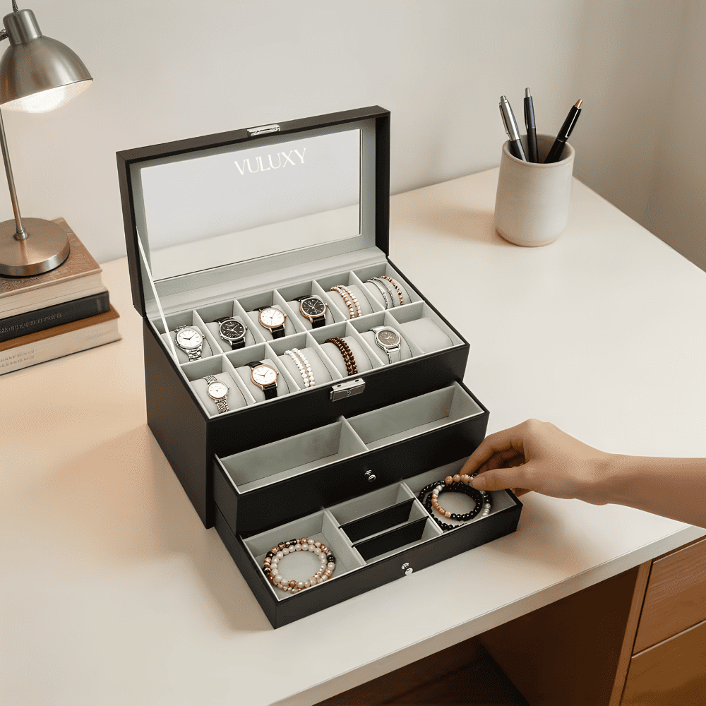 Grande Boîte de Présentation Pour Montres, Lunettes et Accessoires