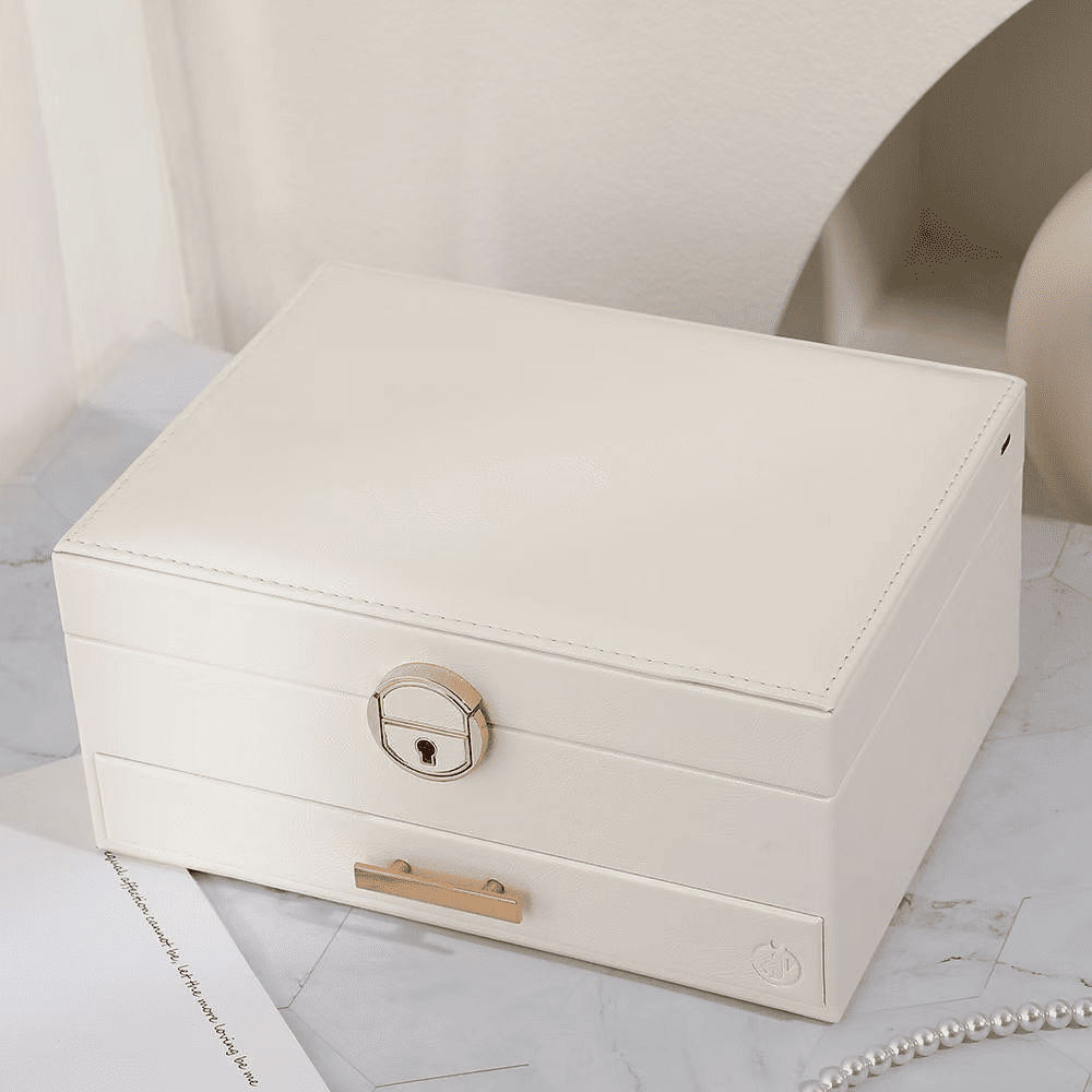 Boîte à Bijoux avec Miroir LED Rechargeable