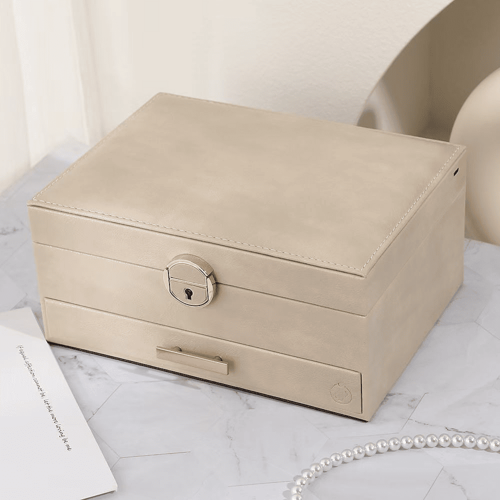 Boîte à Bijoux avec Miroir LED Rechargeable