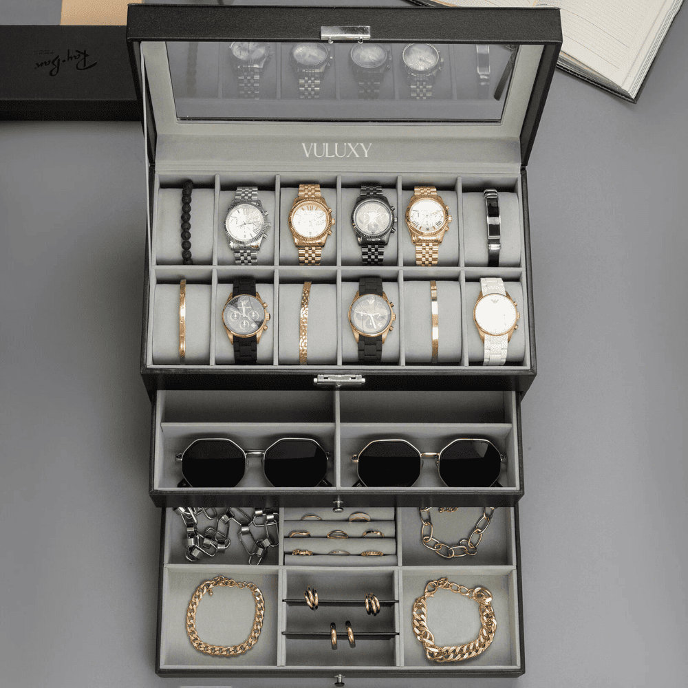 Grande Boîte de Présentation Pour Montres, Lunettes et Accessoires