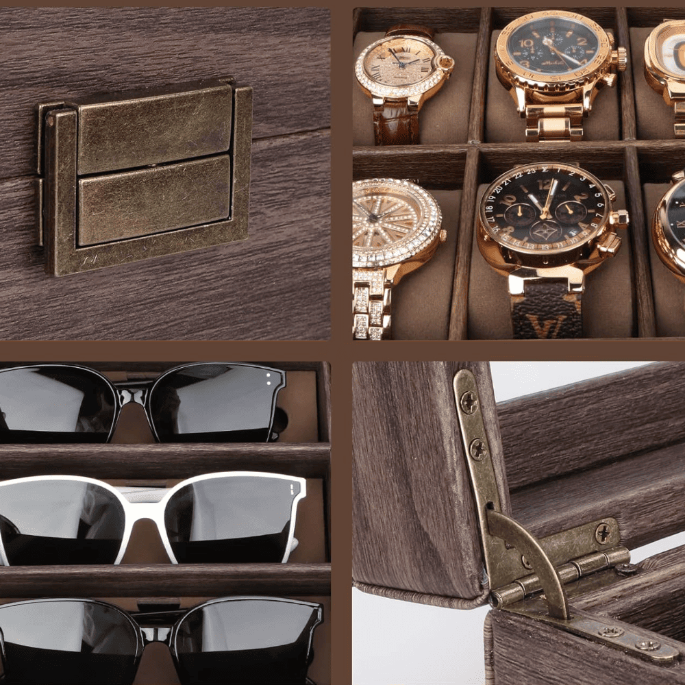 Boite à Montres et Lunettes En Bois