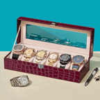 Coffret De Luxe Pour Montres Avec Motif Peau De Crocodile