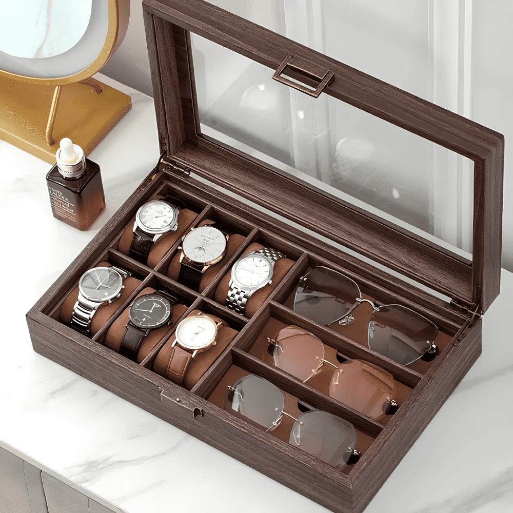 Boite à Montres et Lunettes En Bois
