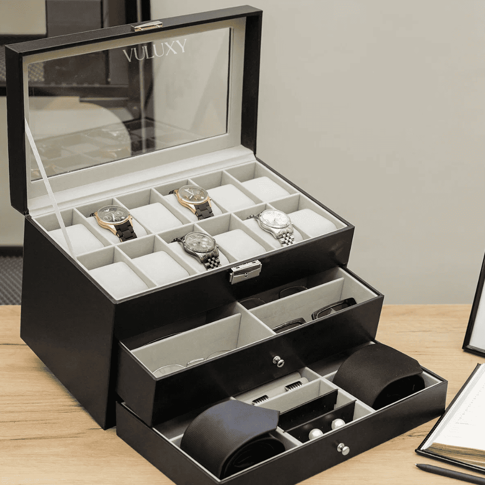 Grande Boîte de Présentation Pour Montres, Lunettes et Accessoires