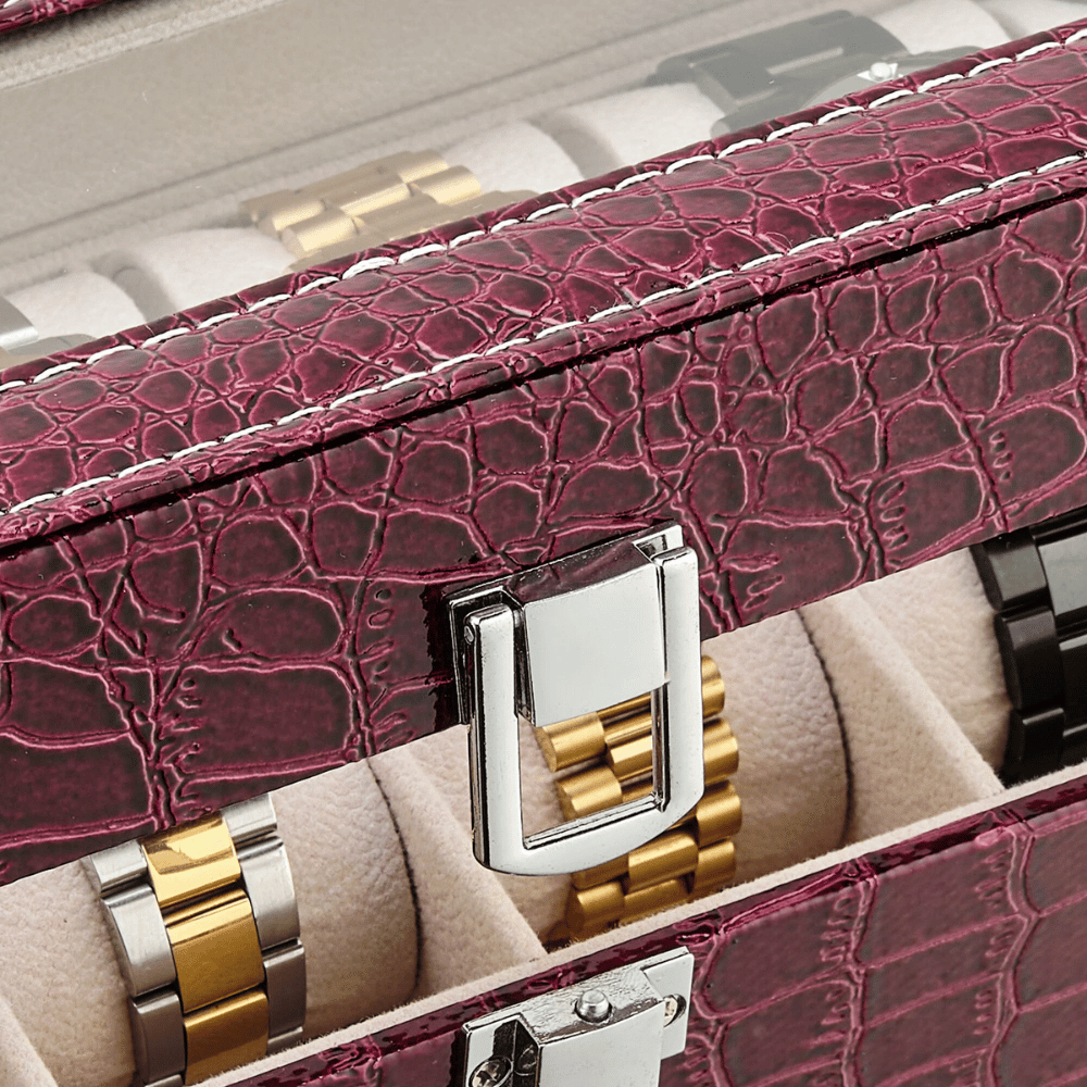 Coffret De Luxe Pour Montres Avec Motif Peau De Crocodile