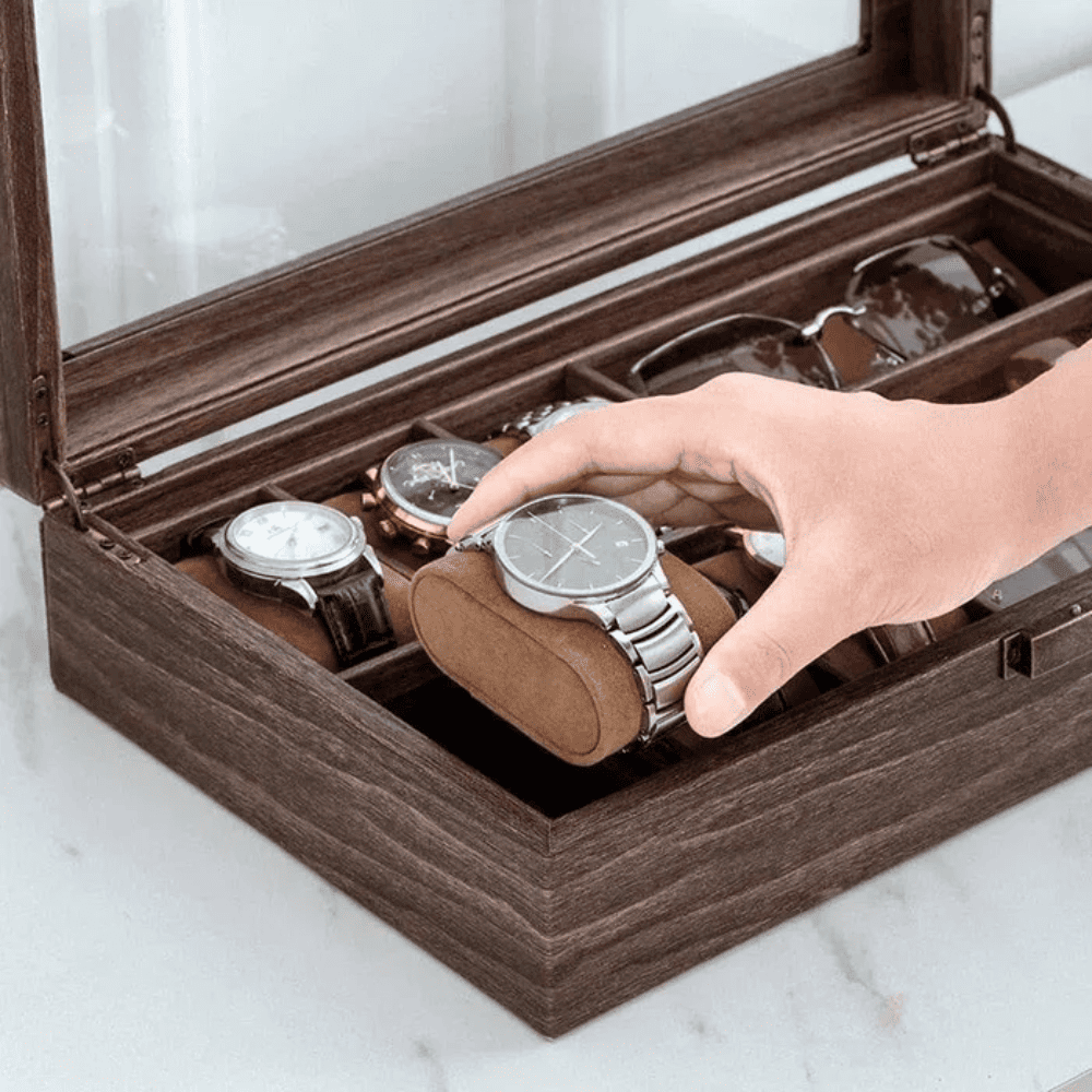 Boite à Montres et Lunettes En Bois